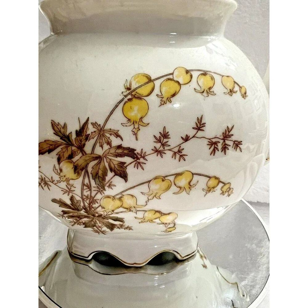 Limoge Teapot White with Gold Flowers Stamped Limoges France 9 Inches